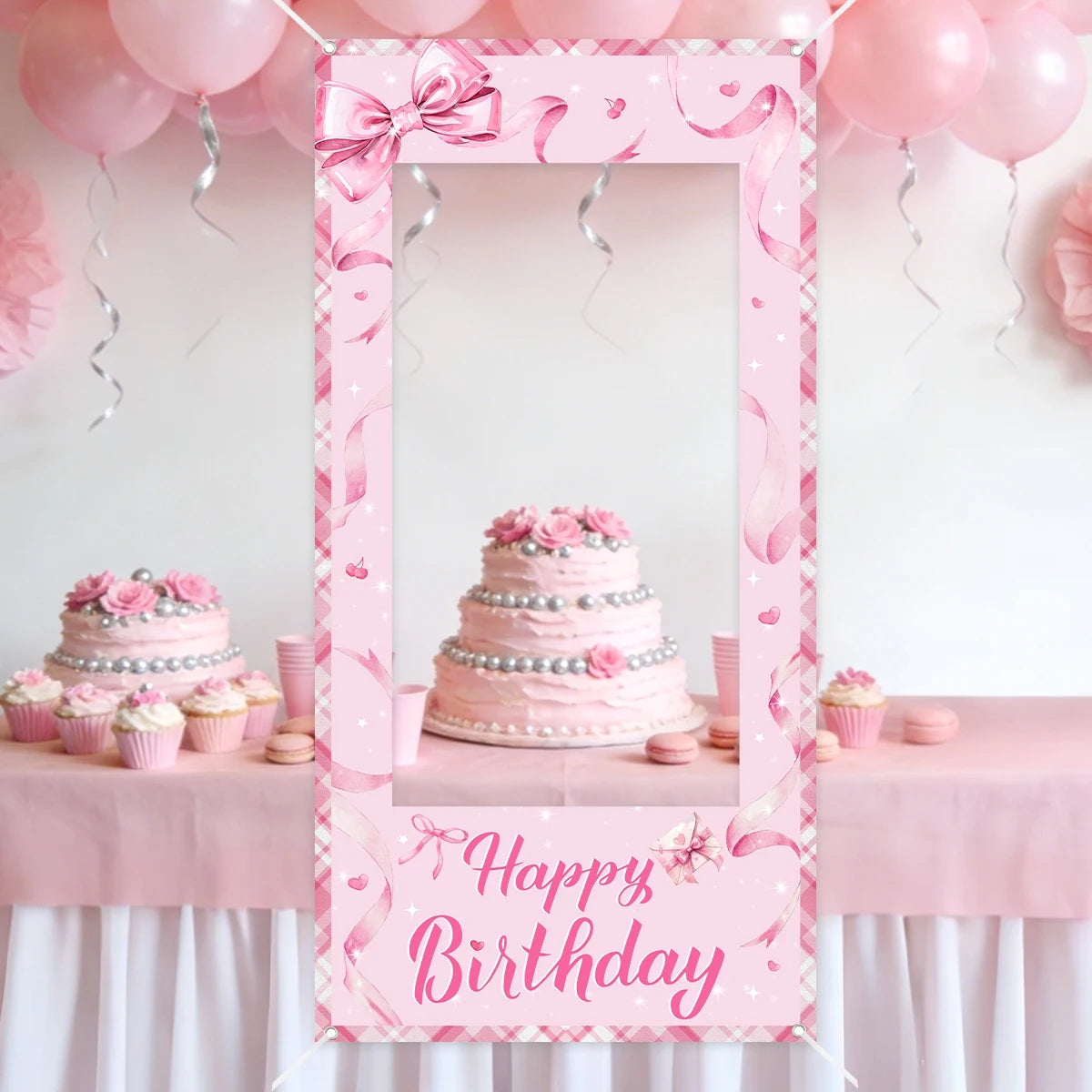 cadre photo rose rubans coeurs happy birthday clips occasion anniversaire saint valentin fête mères