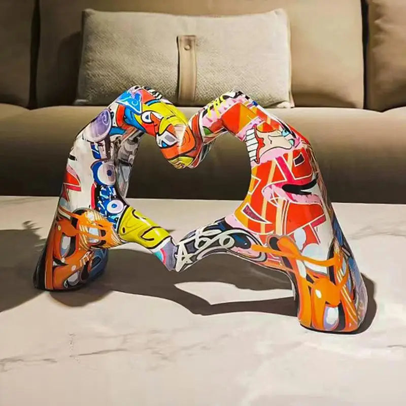 décoration moderne sculpture cœur multicolore résine abstraite maison salon agneau étagère couple cadeau