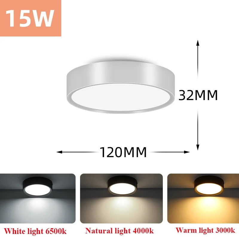 Lampe led downlight 3w 5w 10w 15w 25w blanc noir moderne minimaliste montage