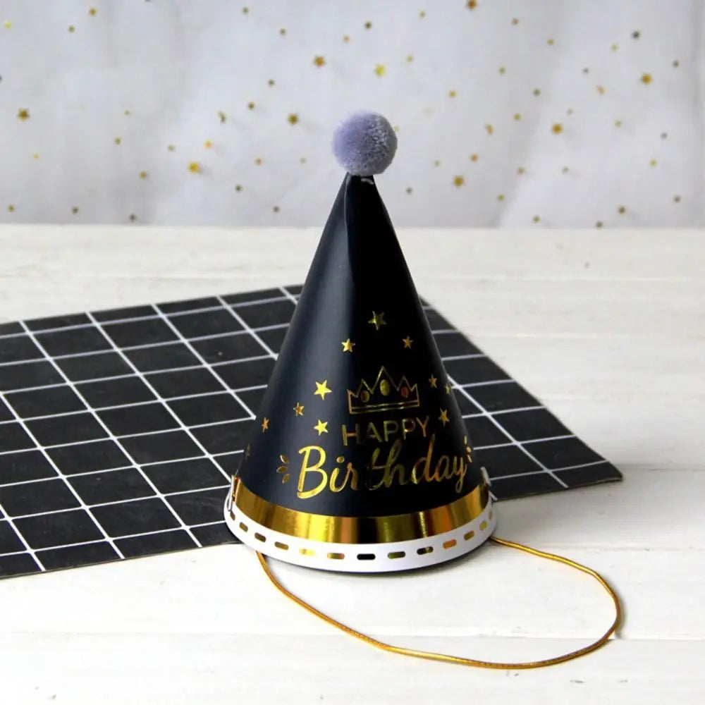 chapeaux fête anniversaire enfant garçon fille imprimé happy birthday motifs floraux dorés multicolores classiques
