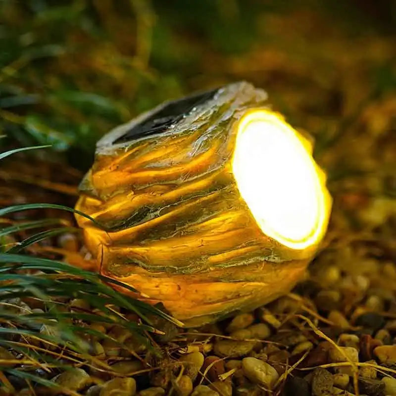 lampes extérieures rocheuses led naturelles décoratives patio jardin marron vert gris
