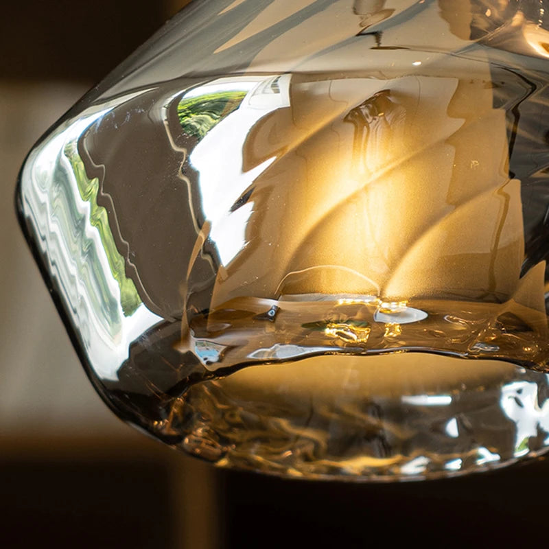 lampe suspendue verre texturé moderne minimaliste argenté transparent 3000k 4000k 6000k