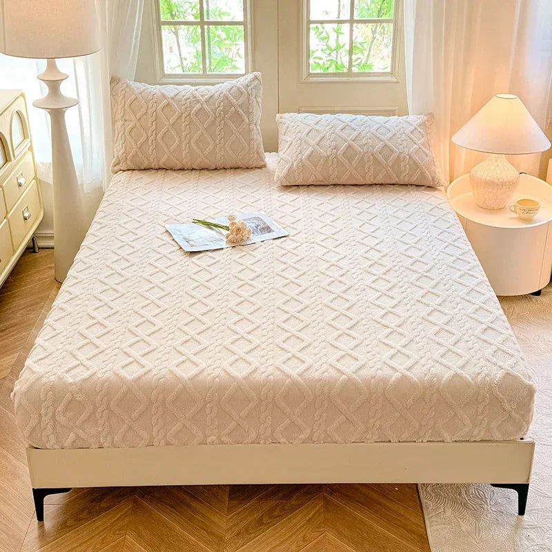 couverture géométrique beige douce polyester lit adultes hiver opacité confortable fixation