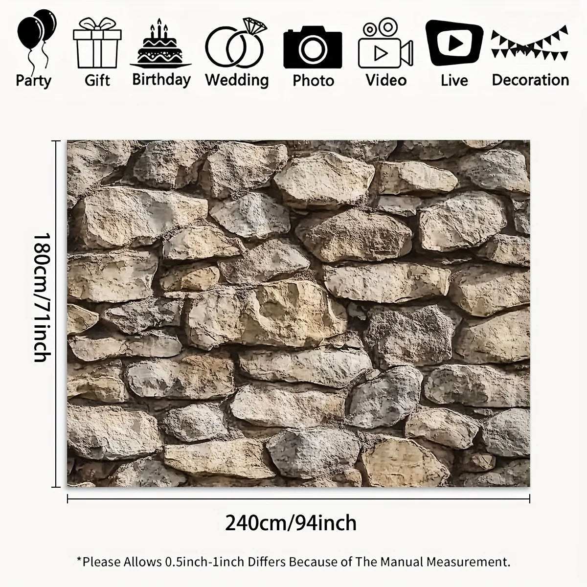 papier peint mur rustique pierres naturelles beige gris anniversaire mariage baptêmeextérieurintérieur