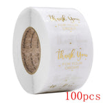 autocollants merci votre commande noir rose doré transparents élégants cœurs écriture manuscrite lot 50