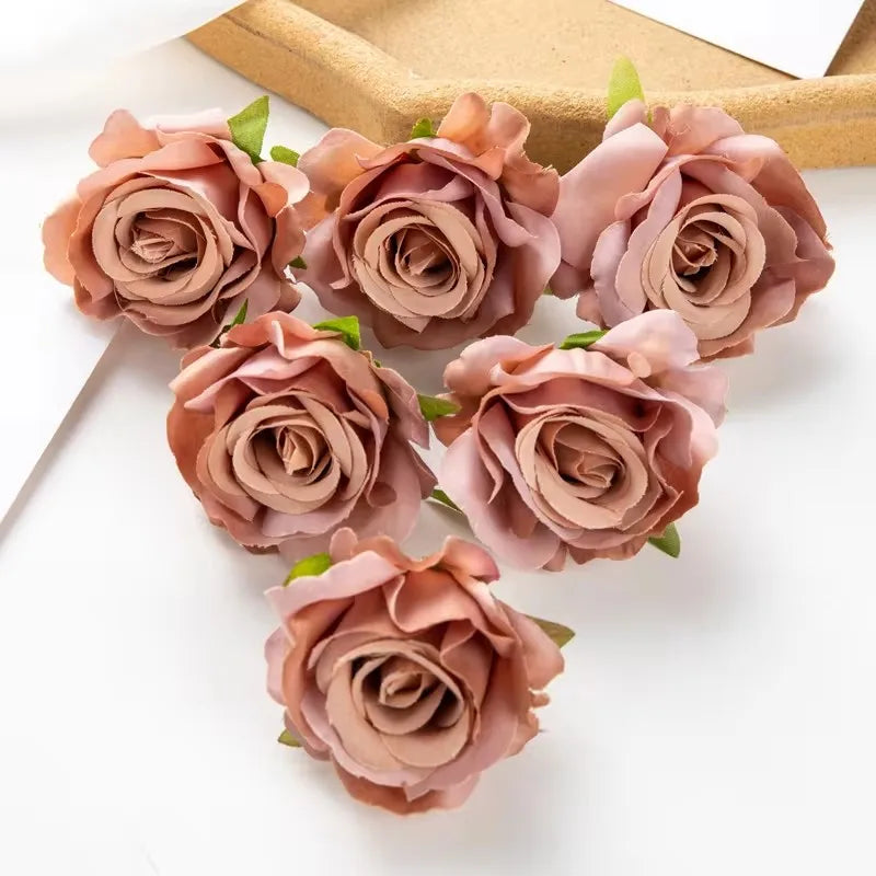 fleurs artificielles roses soie feuilles vertes décoration mariage fête maison scrapbooking