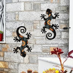 décoration murale forme lézard géométrique artisanal noir orange rougeintérieur extérieur adhésif muraux