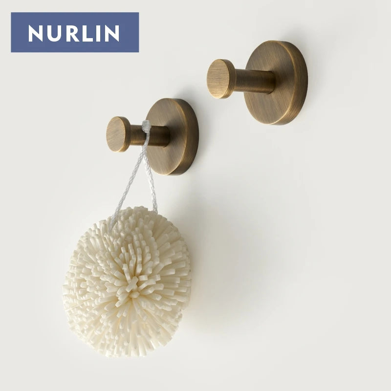 accessoires salle bain porte serviettes crochet mural doré finition laiton moderne minimaliste métal cuivre