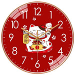horloge murale moderne chat japonais rouge dessin animé salle séjour abs opacité fixée