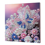 tableau décoratif fleurs coquillages art floral brillant rose violet bleu vert blanc moderne adultes