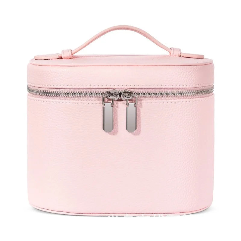 boîte rangement cosmétique cuir marron noir rose blanc moderne minimaliste impermeable poignee amovible