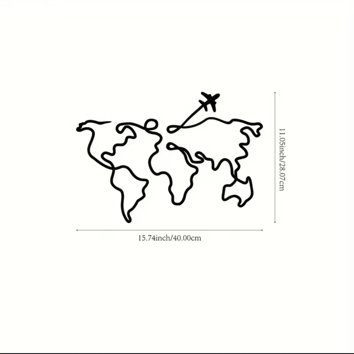 décoration murale carte monde métal noir minimaliste ligne simple salon