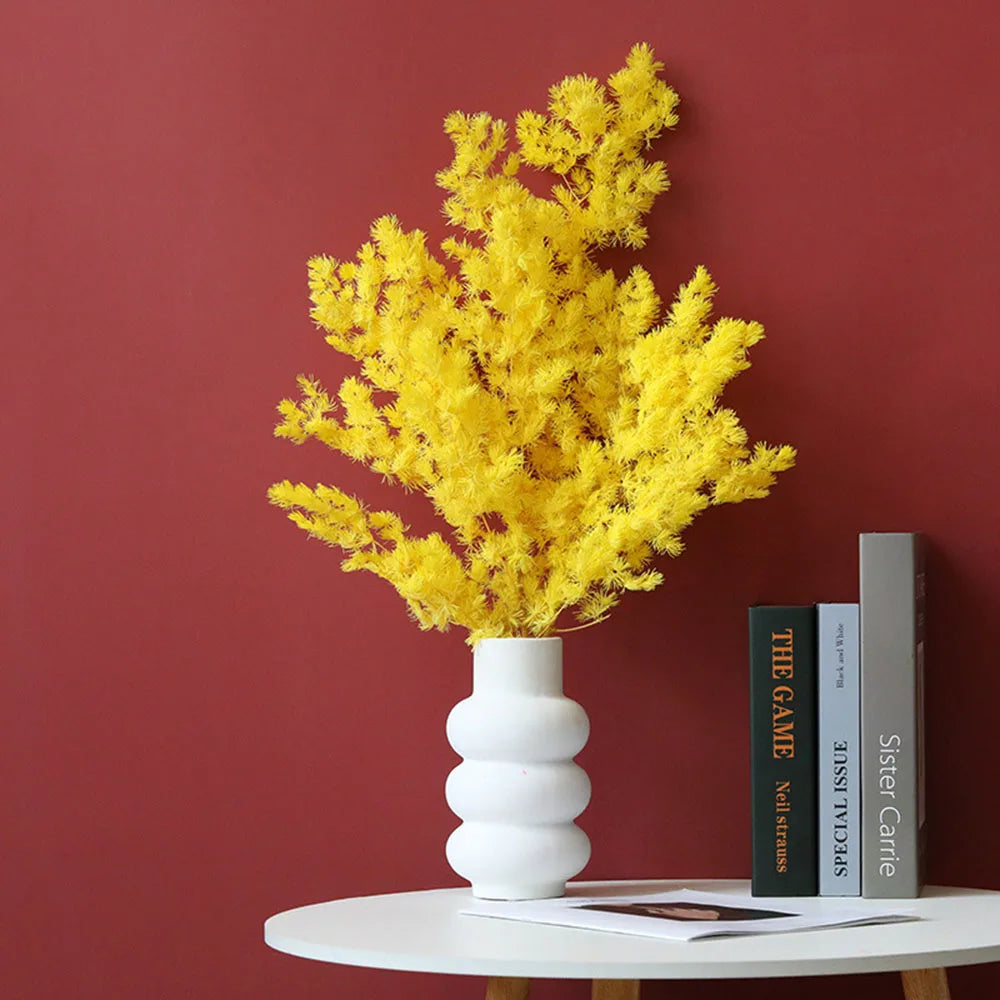 plantes artificielles bouquet fleurs séchées naturelles pin éternel décoration intérieure moderne vase livres