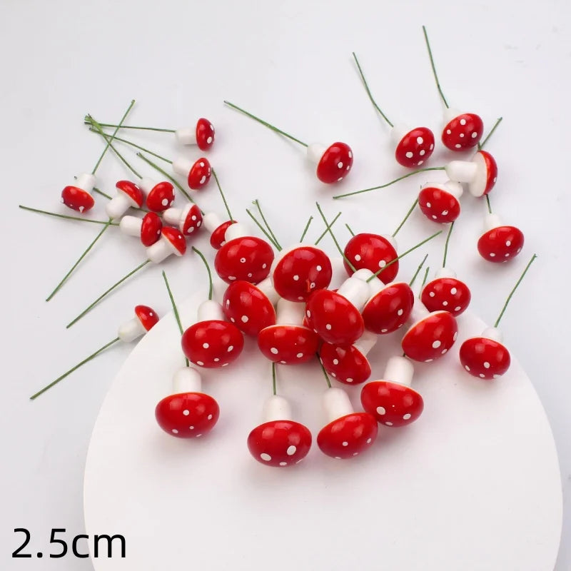 décor extérieur champignons artificiels rouge blanc points blancs piquet vert set 10 20 50pcs