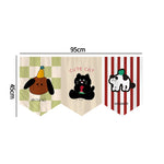 bannière décoration porte fenêtre motif carreaux fruits animaux kawaii enfant 95x45cm