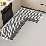 tapis sol moderne gris marbré adhésif salon super absorbant long rectangle