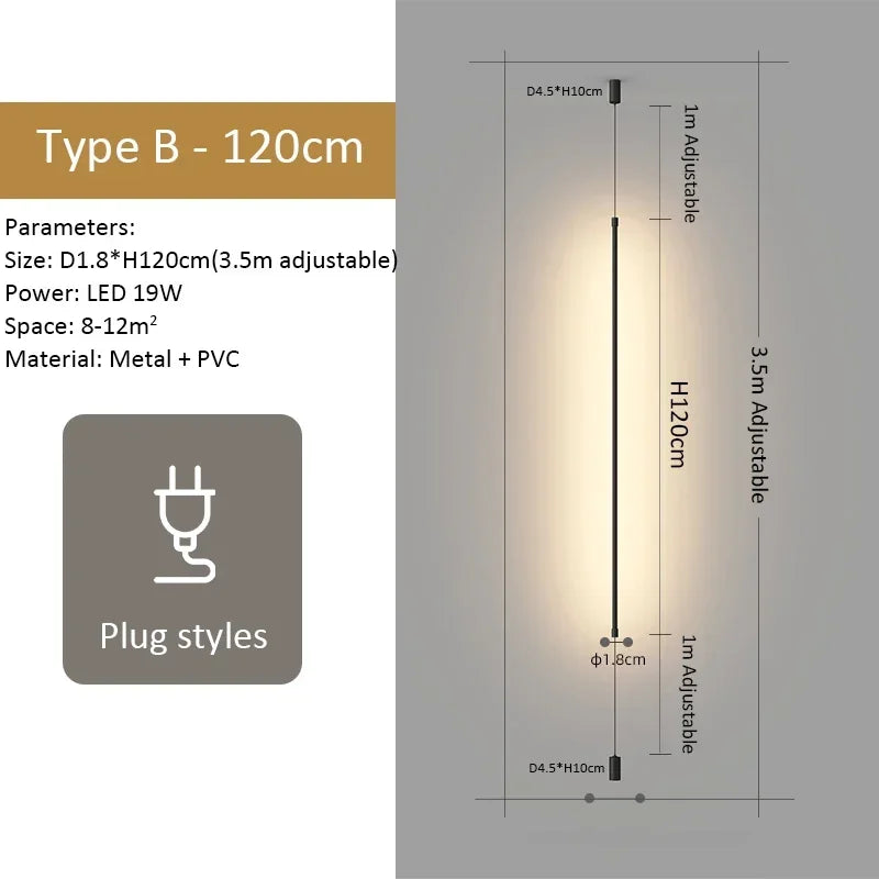 lampe poser moderne noire led adhésif 6w 10w lisse aluminium câble électrique