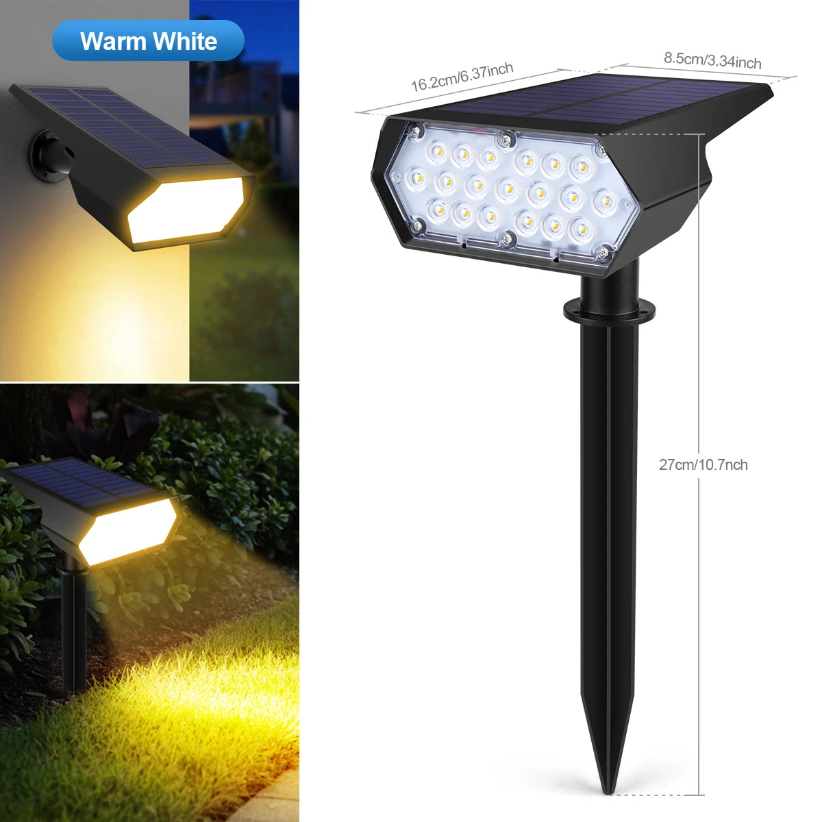 projecteur led solaire étanche rechargeable imperméable extérieur paysage pelouse cour chemin moderne panneaux solaires