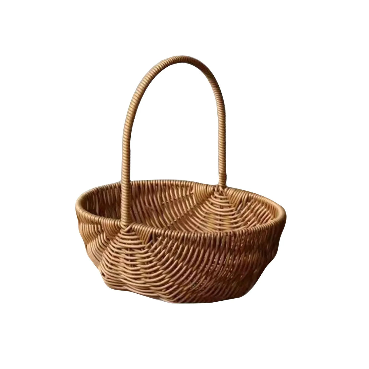 panier tressé marron clair rustique poignée décoration maison fruits légumes fleurs