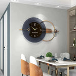 horloge murale moderne noir gris doré cercles superposés contemporaine sans fixation salon decoration