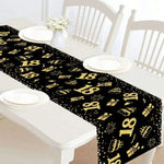 table table anniversaire 18 noir doré gâteaux cadeaux confettis moderne festive polyester
