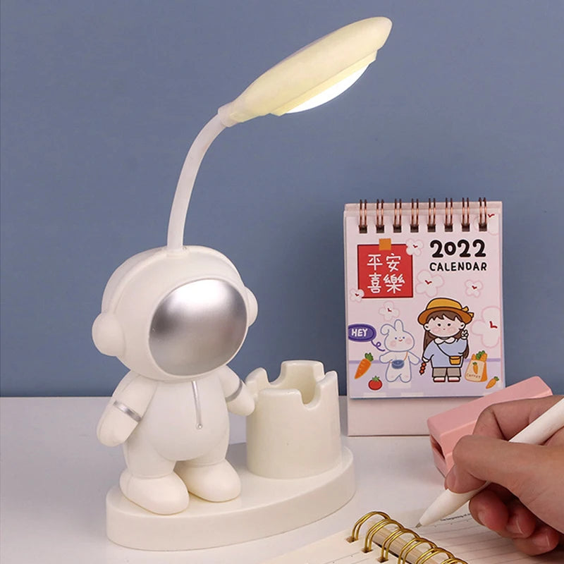 lampe led astronaute rose bleu blanc support stylos rechargeable moderne cartoon enfants