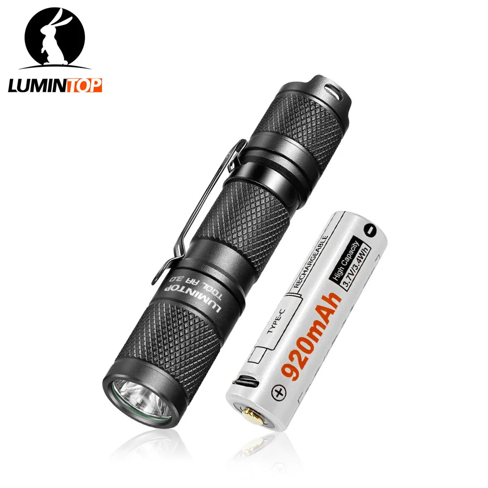 lampe torche led noire texturée moderne clip 900 lumens batterie aaa modes chargeur multifonctionnel