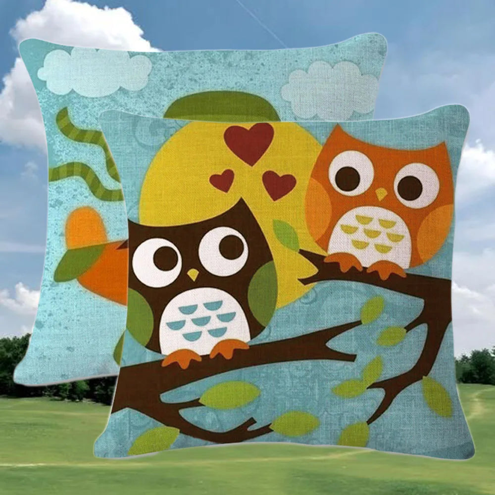 coussin décoratif beige imprimé oiseaux mignons moderne textile maison chambre salon confortable