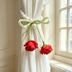 anneau rideau blanc ruban rose décoratif romantique vert rouge 25cm