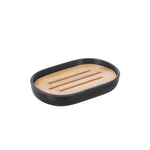 ensemble salle bain noir moderne distributeur savon liquide porte brosse dents plateau savon rayures