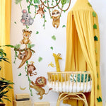 stickers muraux animaux jungle souris singe léopard lion cartoongráficos PVC resistentes água chambre enfants