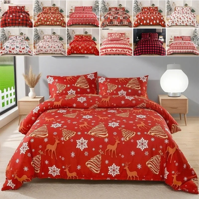 Détail de la texture jacquard de la housse de couette de Noël