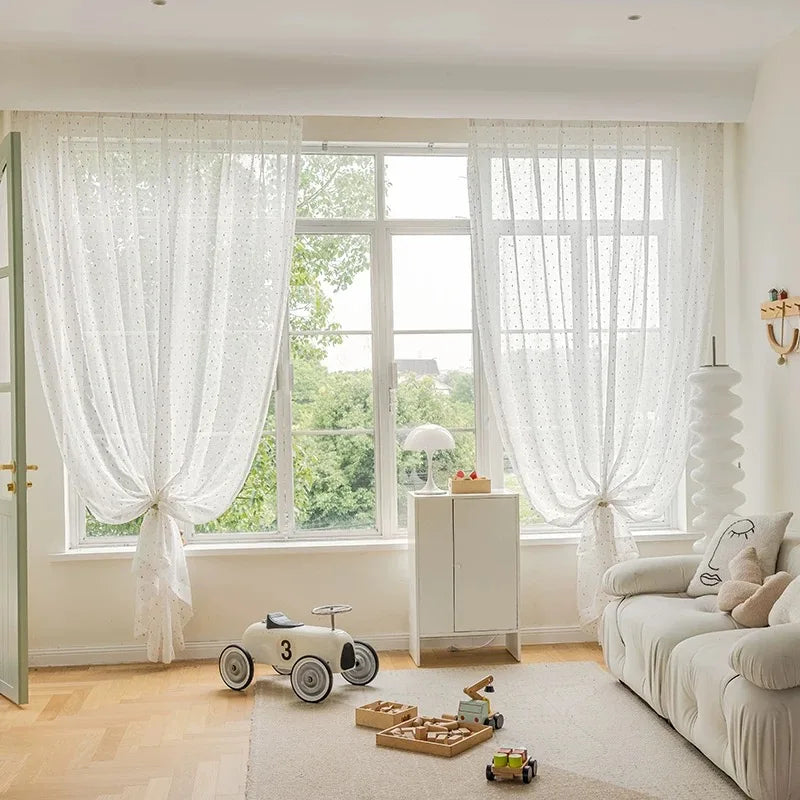 rideau polyester translucide motifs colorés moderne minimaliste maison
