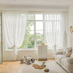 rideau polyester translucide motifs colorés moderne minimaliste maison