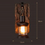 lampe murale vintage bois métal noir verre transparent bar restaurant rustique
