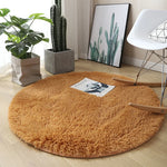 tapis rond doux uni beige blanc vert marron gris moderne intérieur chambre salon
