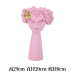 vase décoration buste féminin moderne fleurs artificielles couleurs variées blanc noir bleuclair crème grisfoncé