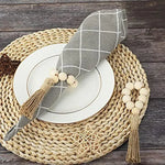 bracelet boho bois pompon jute naturelle blanc rustique