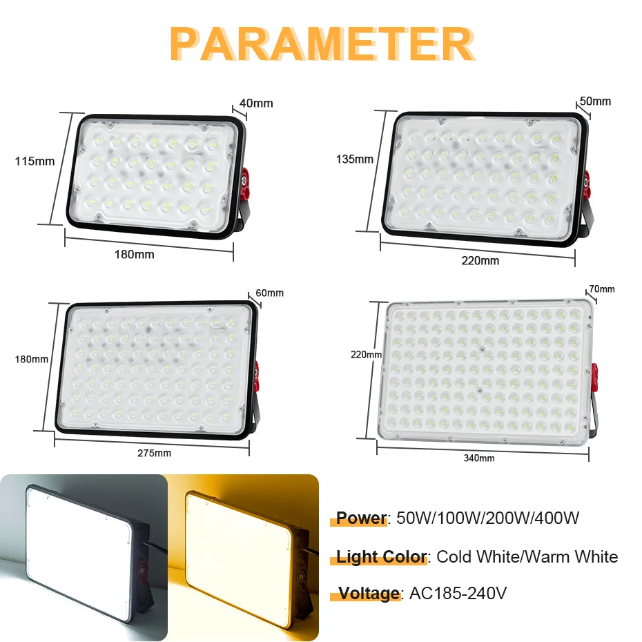 projecteur led extérieur ip66 moderne 50w 100w 200w 400w blanc noir