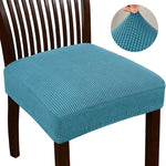 Housse chaise moderne polyester bleu rayures horizontales élastique lavable 30°C