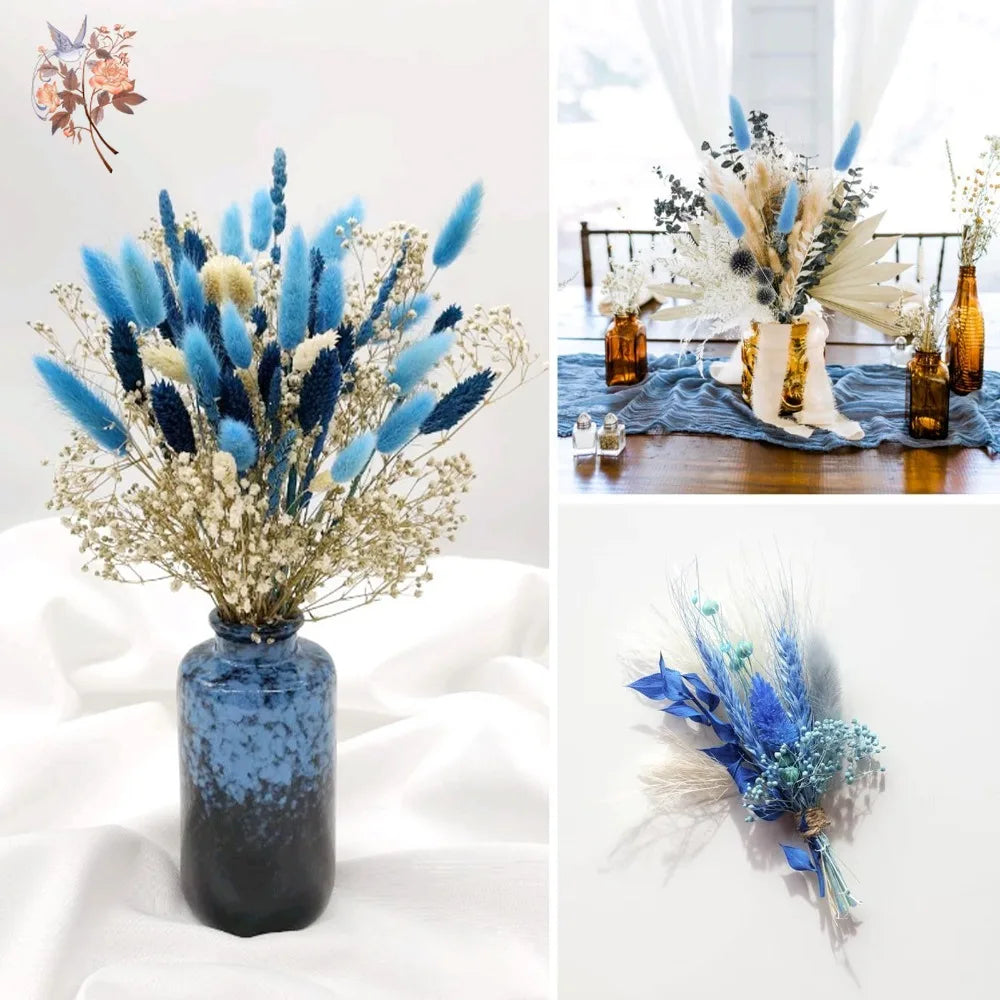 décoration intérieure bouquet fleurs sèches plumes modernes rose blanc vert pastel