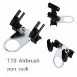 support airbrush stylos noir métal argenté plastique utilitaire fixations vis deux positions