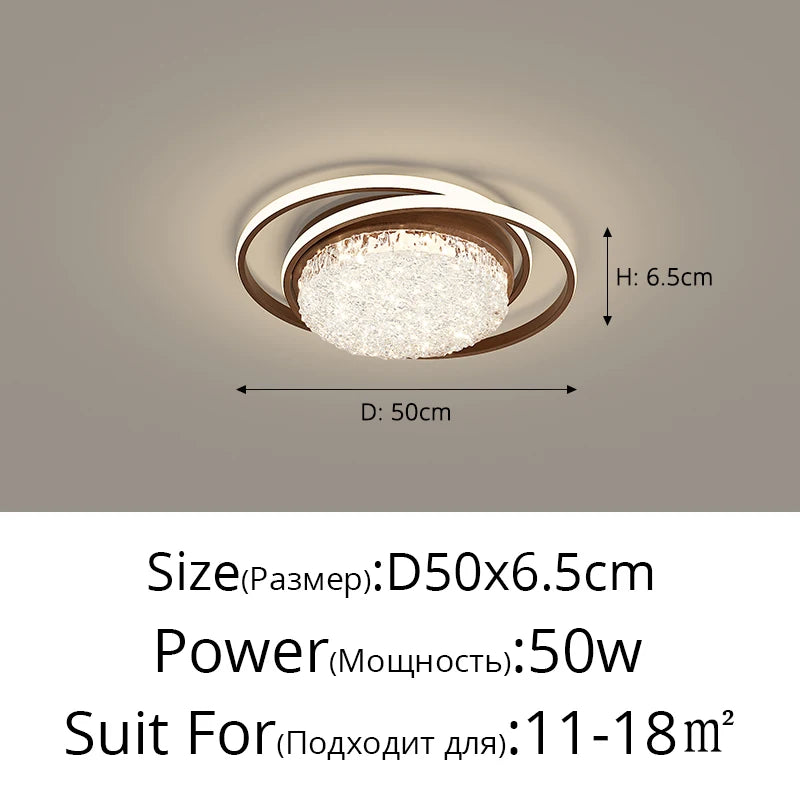 plafonnier led rond moderne cristaux blanc noir marron lampe intérieur élégante