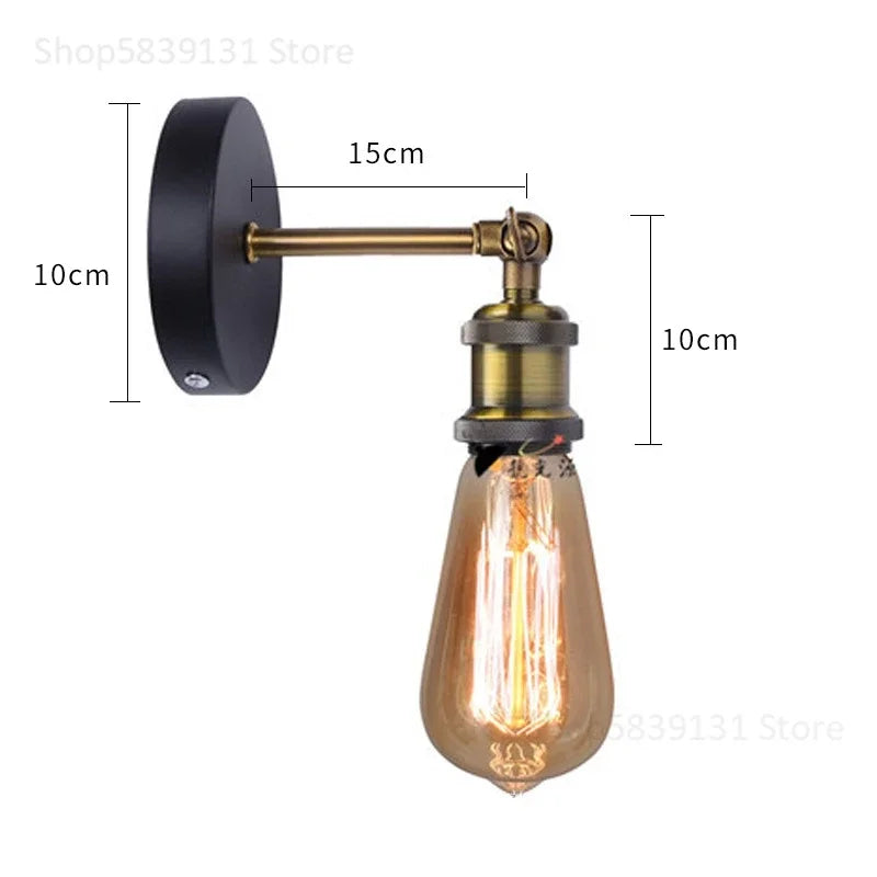 lampe murale industrielle vintage led noir doré transparent filtre verre