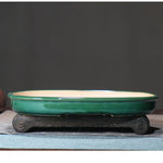 bassin bonsaï porcelaine blanc vert classique glazed desktop flower plant chinese ceramic