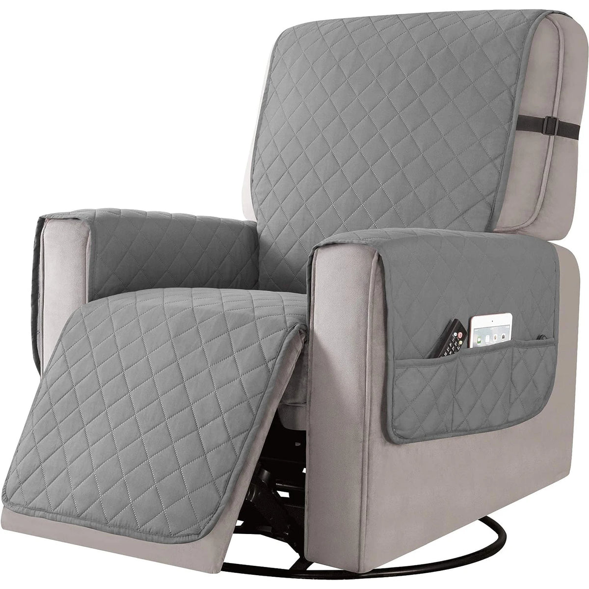 couvre siège fauteuil inclinable polyestère quilted gris moderne sécurité poche rangement machine