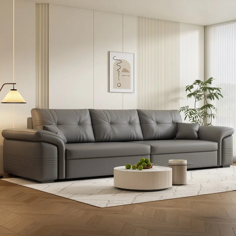canapé moderne marron cuir lisse coussins forme minimaliste italien luxueux fixations