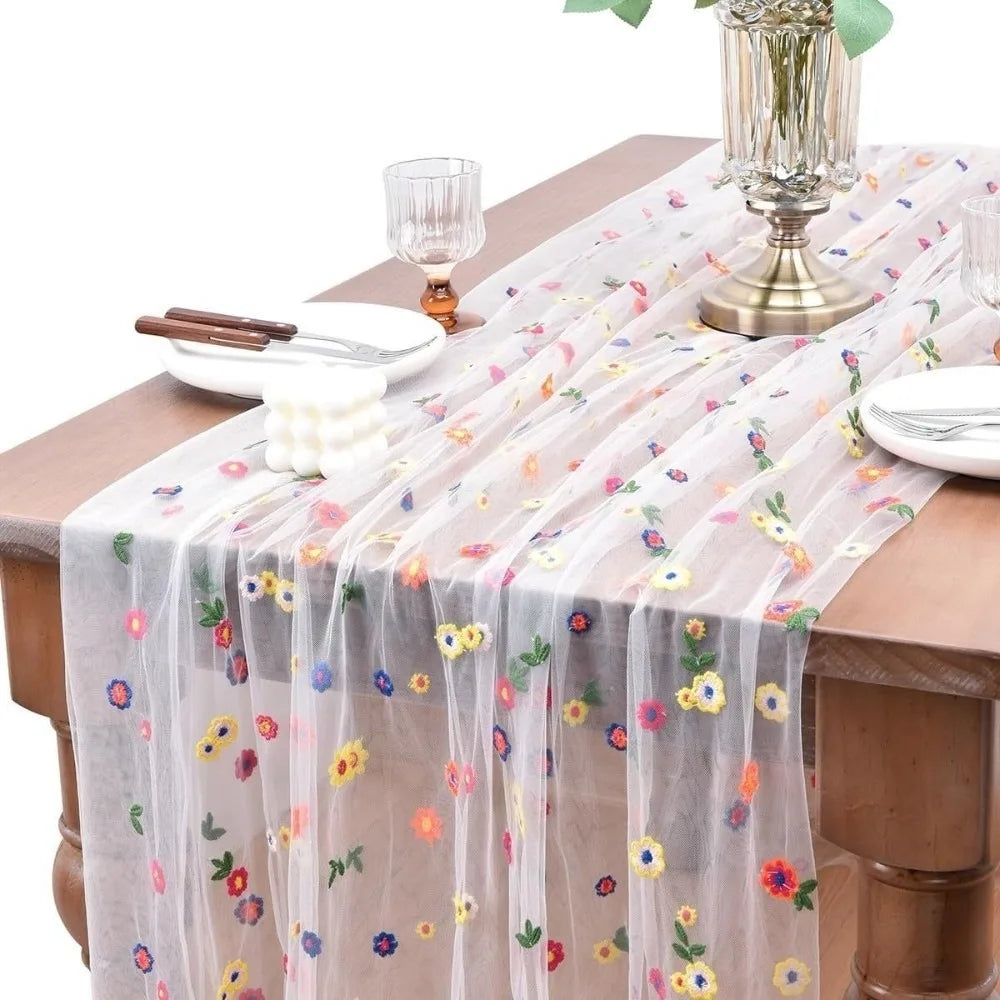 table table fleurée transparente rouge jaune bleu verte fete mariage deco romantique echangement saisonnelle