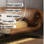 lit marron clair minimaliste simili cuir bois oreiller coussin carré king size queen size