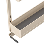 étagère cuisine moderne beige clair compartiments texturés clips métalliques rangement efficace aluminium save space
